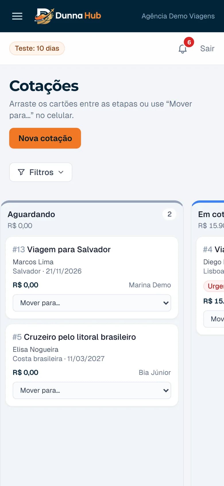 Dunna Hub no celular