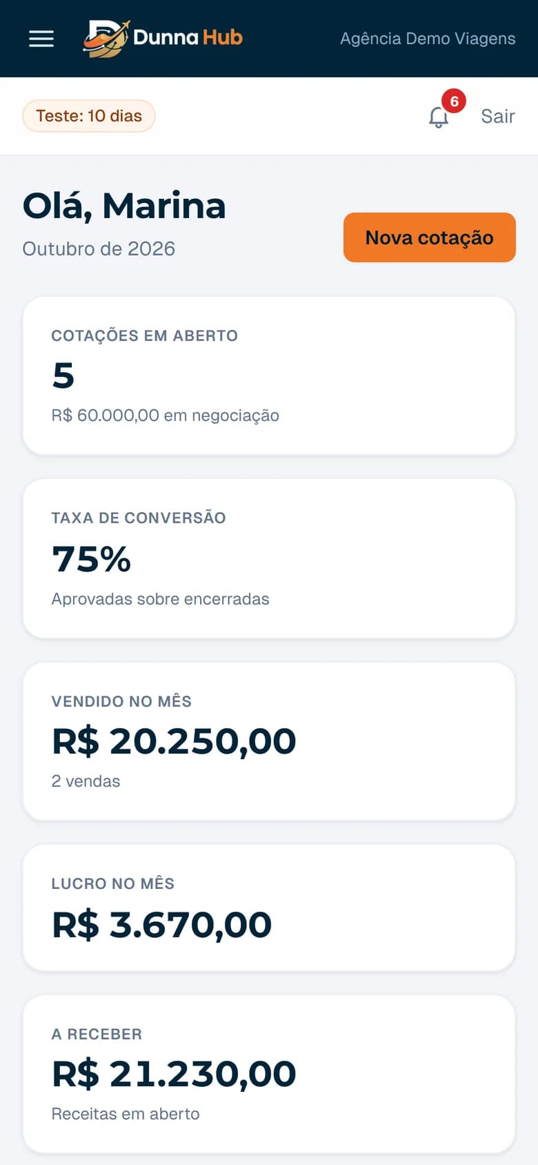 Dunna Hub no celular